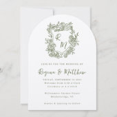 Handgezeichnete Funky Floral Wappen Monogram Weddi Einladung (Vorderseite)