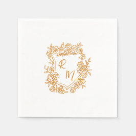 Handgezeichnete Funky Floral Wappen Monogram Weddi Serviette