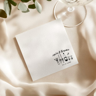 Handgezeichnete funky Hochzeitsempfang nach Maß Serviette