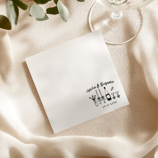 Handgezeichnete funky Hochzeitsempfang nach Maß Serviette