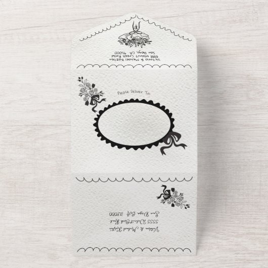 Handgezeichnete Funky Kapelle Doodle Hochzeit All In One Einladung (Außenbereich)