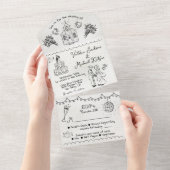 Handgezeichnete Funky Kapelle Doodle Hochzeit All In One Einladung (Abreißen)