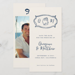 Handgezeichnete Funky-Monogramm-Hochzeit Save The Date