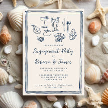 Handgezeichnete Funky Nautical Beach Engagement Pa