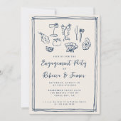 Handgezeichnete Funky Nautical Beach Engagement Pa Einladung (Vorderseite)