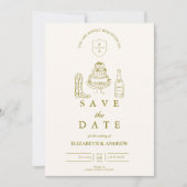 Handgezeichnete funky Western-Doodle-Hochzeit Save The Date (Vorderseite)