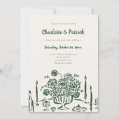Handgezeichnete Funky Whimsical Green Wedding Einladung (Vorderseite)