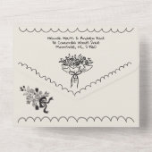 Handgezeichnete funky whimsical Hochzeit Alles in All In One Einladung (Rückseite)