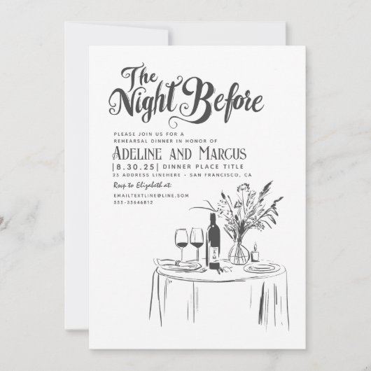 Handgezeichnete Funky Whimsical Probe Dinner Einladung (Vorderseite)