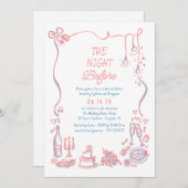 Handgezeichnete Funky Whimsical Probe Dinner Einladung (Vorne/Hinten)