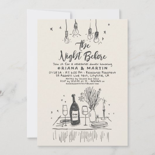 Handgezeichnete Funky Whimsical Probe Dinner Einladung (Vorderseite)