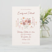 Handgezeichnete Funky Whimsical Wedding Einladung (Stehend Vorderseite)