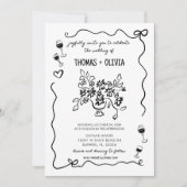 Handgezeichnete Funky Whimsical Wedding Einladung (Vorderseite)