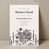 Handgezeichnete Funky Whimsical Wedding Einladung