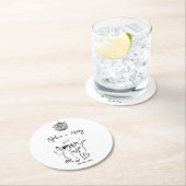 Handgezeichnete funky Whimsical Wedding Runder Pappuntersetzer (Vor Ort)