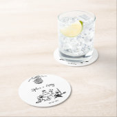 Handgezeichnete funky Whimsical Wedding Runder Pappuntersetzer (Vor Ort)
