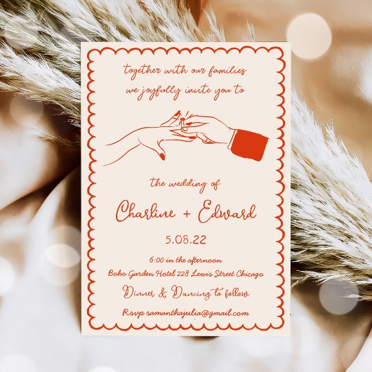 Handgezeichnete Funky Zeichnend Handschrift Hochze Einladung