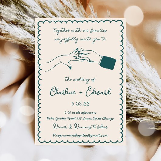 Handgezeichnete Funky Zeichnend Handschrift Hochze Einladung