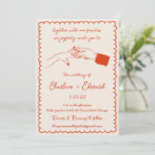 Handgezeichnete Funky Zeichnend Handschrift Hochze Einladung (Stehend Vorderseite)