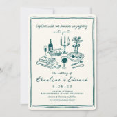 Handgezeichnete Funky Zeichnend Handschriftenhochz Einladung (Vorderseite)