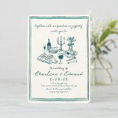 Handgezeichnete Funky Zeichnend Handschriftenhochz Einladung (Stehend Vorderseite)