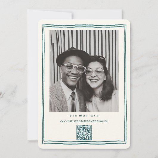 Handgezeichnete Funky Zeichnend Handschriftenhochz Einladung (Rückseite)