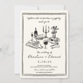 Handgezeichnete Funky Zeichnend Handschriftenhochz Einladung (Vorderseite)