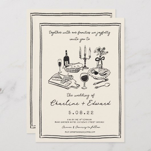 Handgezeichnete Funky Zeichnend Handschriftenhochz Einladung