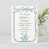 Handgezeichnete Funky Zeichnend Handschriftenhochz Einladung (Stehend Vorderseite)