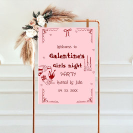 Handgezeichnete Galentine Girls Nacht Begrüßungsze Poster