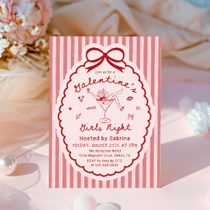 Handgezeichnete Galentines Mädchen-Abend-Party-Ein Einladung