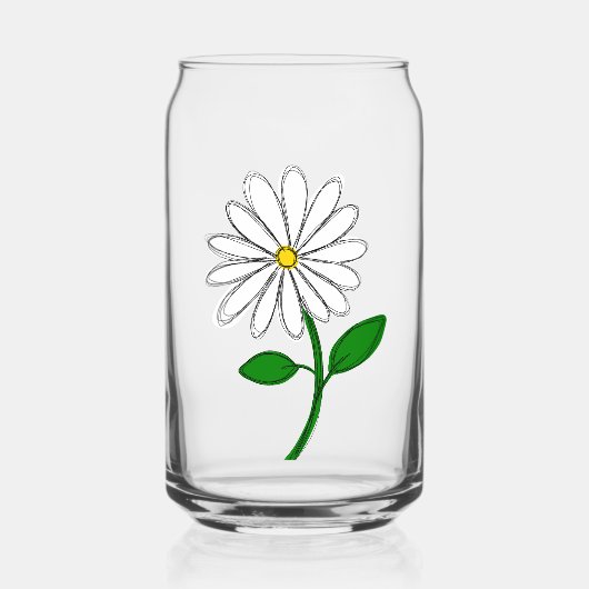 Handgezeichnete Gänseblümchen-Glasdose | Minimale Dosenglas (Vorderseite)