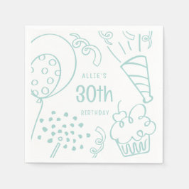 Handgezeichnete Geburtstagspartei jedes Alters Pas Serviette