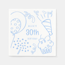 Handgezeichnete Geburtstagsparty jedes Alters Past Serviette