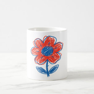 Handgezeichnete Gekritzel-Blume Floral Kaffeetasse