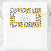 Handgezeichnete gelbe graue Blätter Musteretikette Rechteckiger Aufkleber (Tasche)