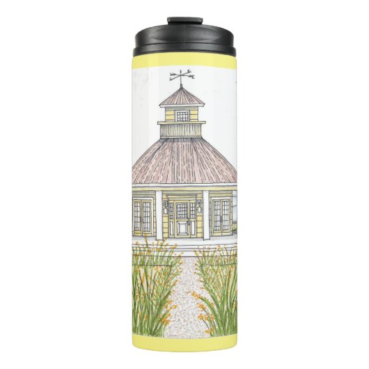 Handgezeichnete Gelbe Hütte Thermal Tumbler Thermosbecher (Vorderseite)