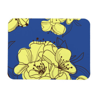 Handgezeichnete Gelbe Wilde Blume auf blau Magnet