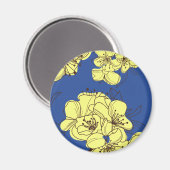 Handgezeichnete Gelbe Wilde Blume auf blau Magnet (Vorderseite/Rückseite)
