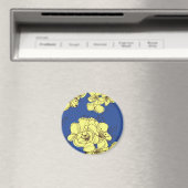 Handgezeichnete Gelbe Wilde Blume auf blau Magnet (In Situ (Geschirrspüler))
