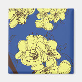 Handgezeichnete Gelbe Wilde Blume auf blau Magnet (Vorne)