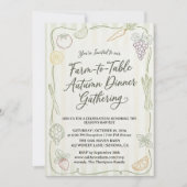 Handgezeichnete Gemüse Früchte Doodle Baby Shower Einladung (Vorderseite)