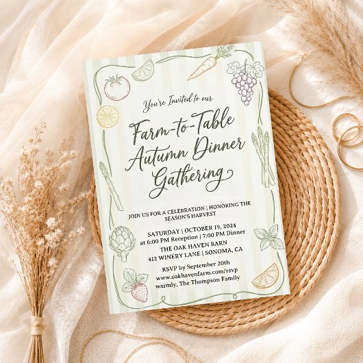 Handgezeichnete Gemüse Früchte Doodle Baby Shower Einladung