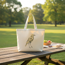 Handgezeichnete geometrische Vogel-Tasche Jumbo Stoffbeutel