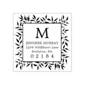 Handgezeichnete Gerahmte Laurel-Blätter Monogram-A Gummistempel (Prägung)