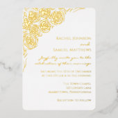 Handgezeichnete Gold-Rose Einzigartige Moderne Hoc Folieneinladung (Vorderseite)