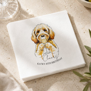 Handgezeichnete Golden Doodle Champagnerflöte Serviette