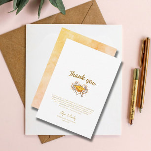 Handgezeichnete goldene Abschlussmütze Pfirsich Ab Dankeskarte