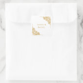 Handgezeichnete goldene Rose Hochzeit für Paare Quadratischer Aufkleber (Tasche)