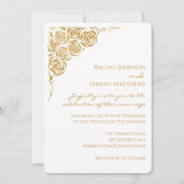 Handgezeichnete Goldene Rose Moderne Hochzeitseinl Einladung (Vorderseite)